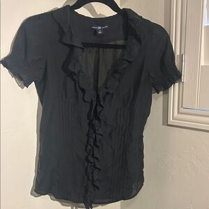 GAP black Ruffle Front Blouse
